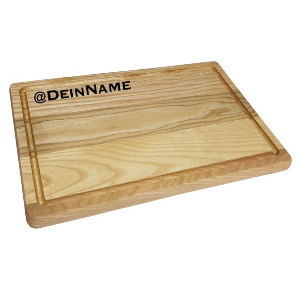 Steak Board blank + laser name engraving, 35 cm x 25 cm x 2 cm, oiled from ash wood