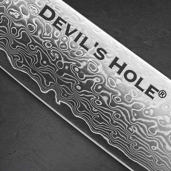 Devil's Hole® Damastmesser | Messerblock Set | Messerset | Profi Kochmesser | 9-teilig | Schwarz