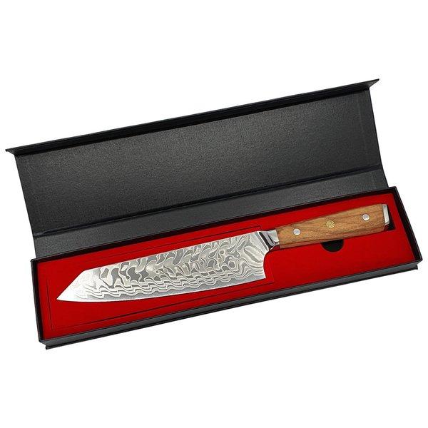 Devil's Hole® Damask Knife | Olive wood handle | Olive wood | Cooking Knife | 45 layers | noble patt