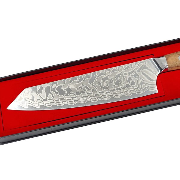 Devil's Hole® Damask Knife | Olive wood handle | Olive wood | Cooking Knife | 45 layers | noble patt