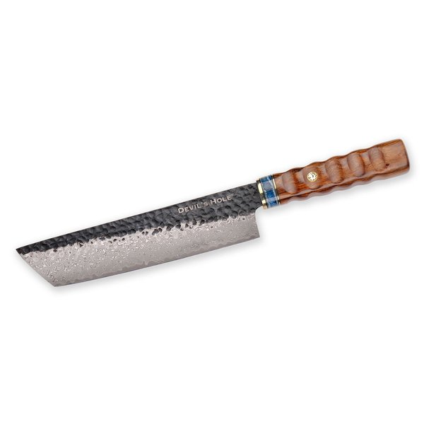 Devil's Hole® damask knife | Nakiri | mammoth tooth | desert iron wood handle | 89 layers
