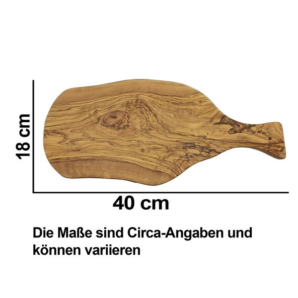 Devil's Hole® olive wood board | with handle| 40 x 18 x 2 cm | Serving Board | Vesperboard