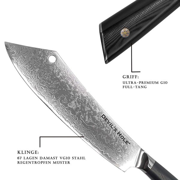 Devil's Hole® damask knife | Professional chef knives | extremely sharp kitchen knife | black