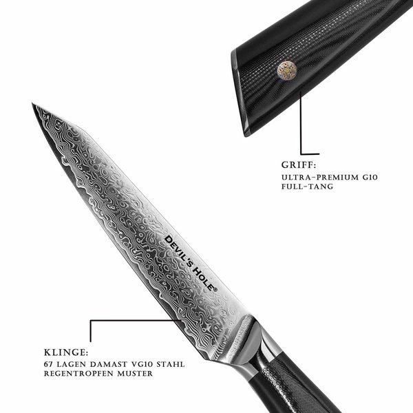 Devil's Hole® damask knife | Universal knife | extremely sharp kitchen knife | black