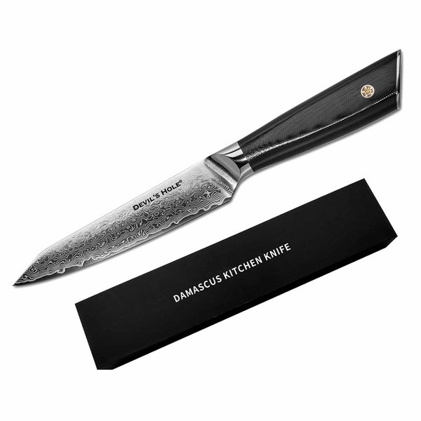 Devil's Hole® damask knife | Universal knife | extremely sharp kitchen knife | black