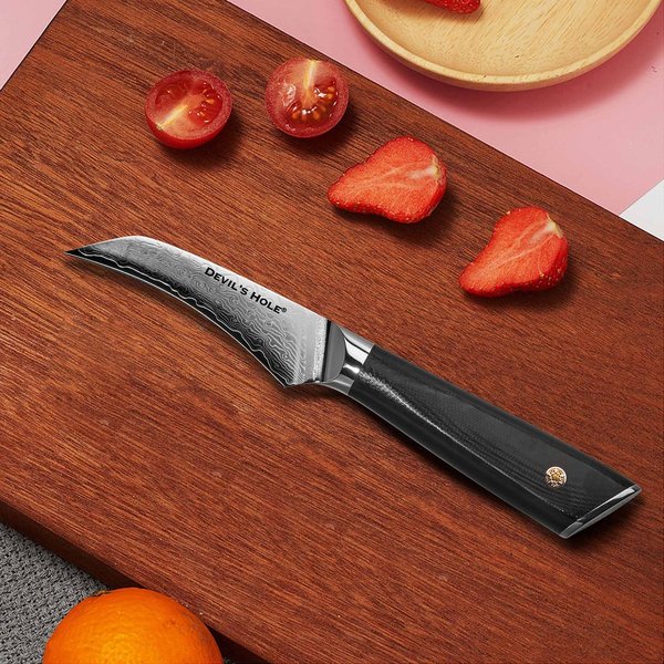 Devil's Hole® damask knife | Paring knife | extremely sharp kitchen knife | black