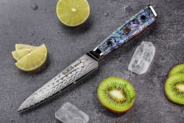 Devil's Hole® Abalone Damask Knife | Universal knife 5.0 inch | 45 layers | epoxy resin handle