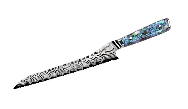 Devil's Hole® Abalone Damask Knife | Bread knife 7.5 inch | 45 layers | epoxy resin handle