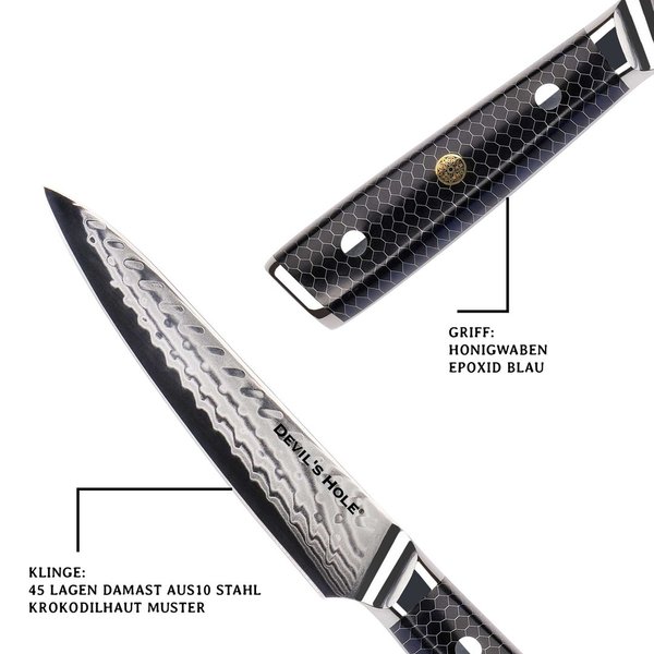 Devil's Hole® Damask Knife | Universal Knives | Crocodile skin | honeycomb epoxy resin handle