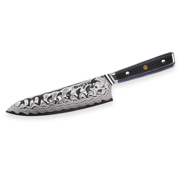 Devil's Hole® Damask Knife | Chef's knife | Crocodile skin | Honeycomb epoxy resin handle | 45 layer