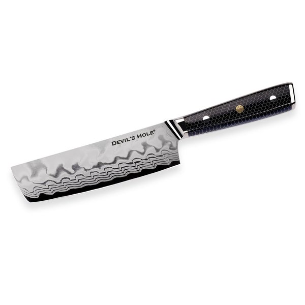 Devil's Hole® Damask Knife | Nakiri knife | Crocodile skin | Honeycomb epoxy resin handle |45 layers