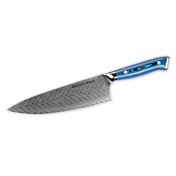 Devil's Hole® Damask Knife | 73 layers | with conductor pattern | Blue| Second Choice