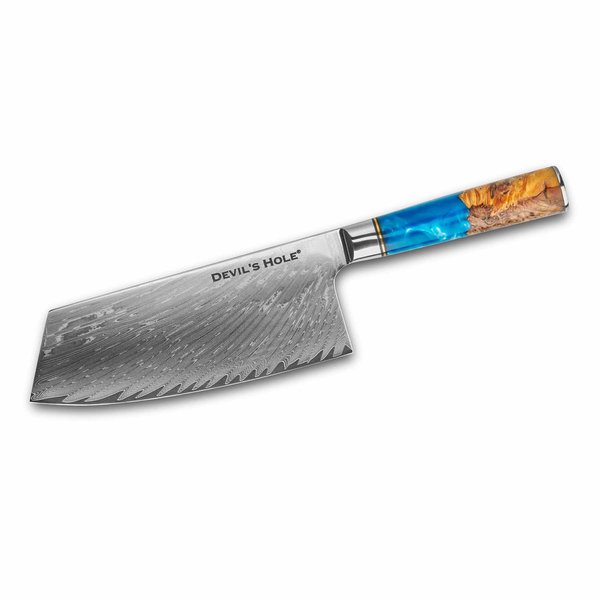 Devil's Hole® Deep Blue Damask Knife | Chopping knife 7.5 inch | 67 layers | Second Choice