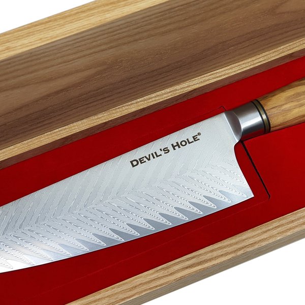 Devil's Hole® Damask Knife | 67 Layers | with olive wood handle | Second Choice