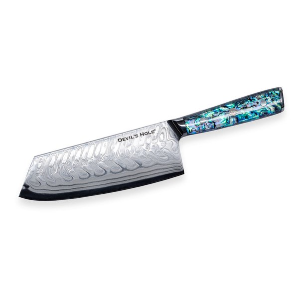Devil's Hole Abalone Damask Knife | Cleaver knife 7.6 inch | 45 layers | epoxy resin handle
