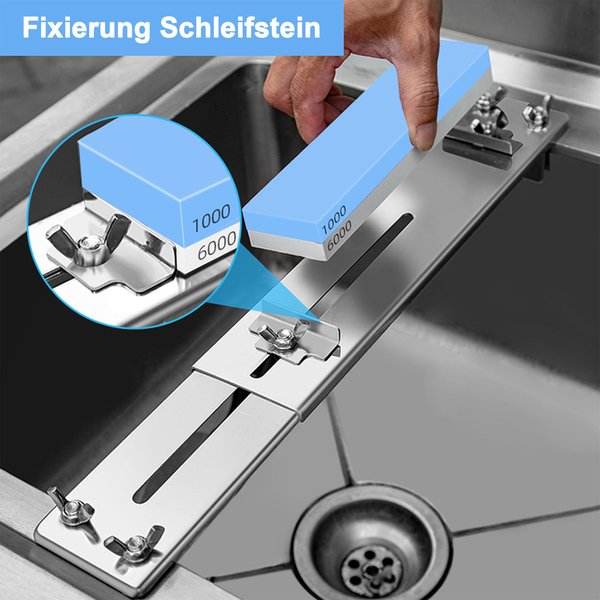 Schleifstein Halterung Waschbecken aus Edelstahl 304 - verstellbar für 30 - 43 cm Spülbecken